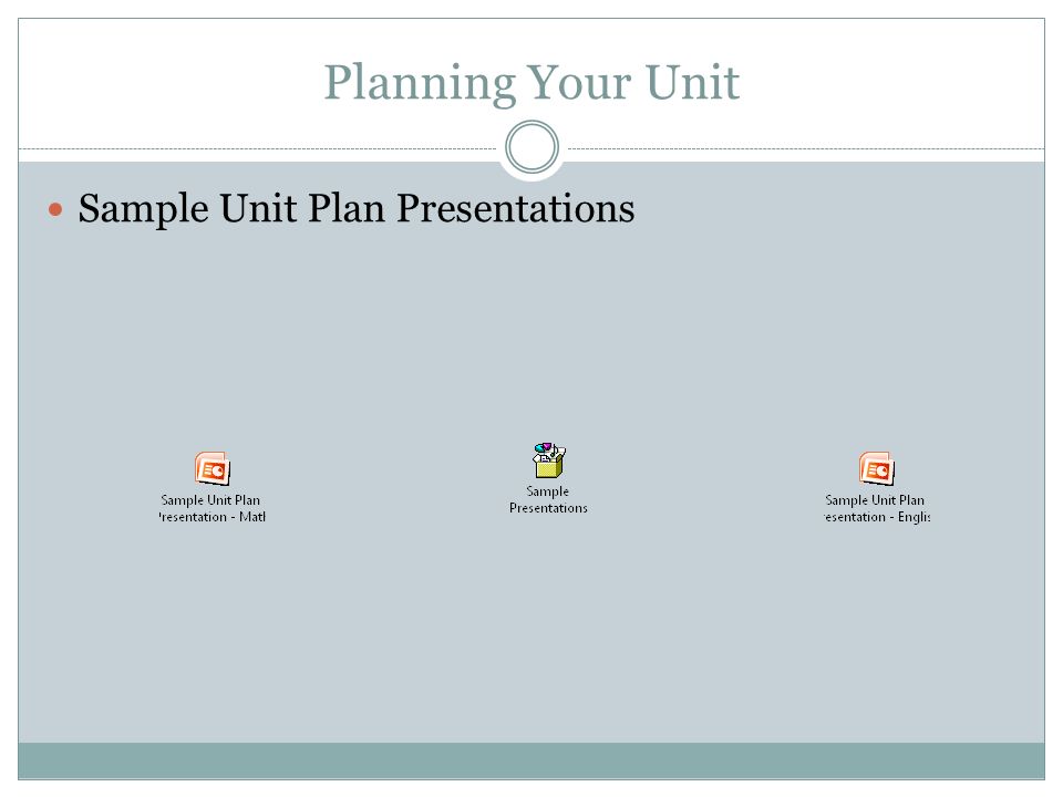 Planning Your Unit Sample Unit Plan Presentations