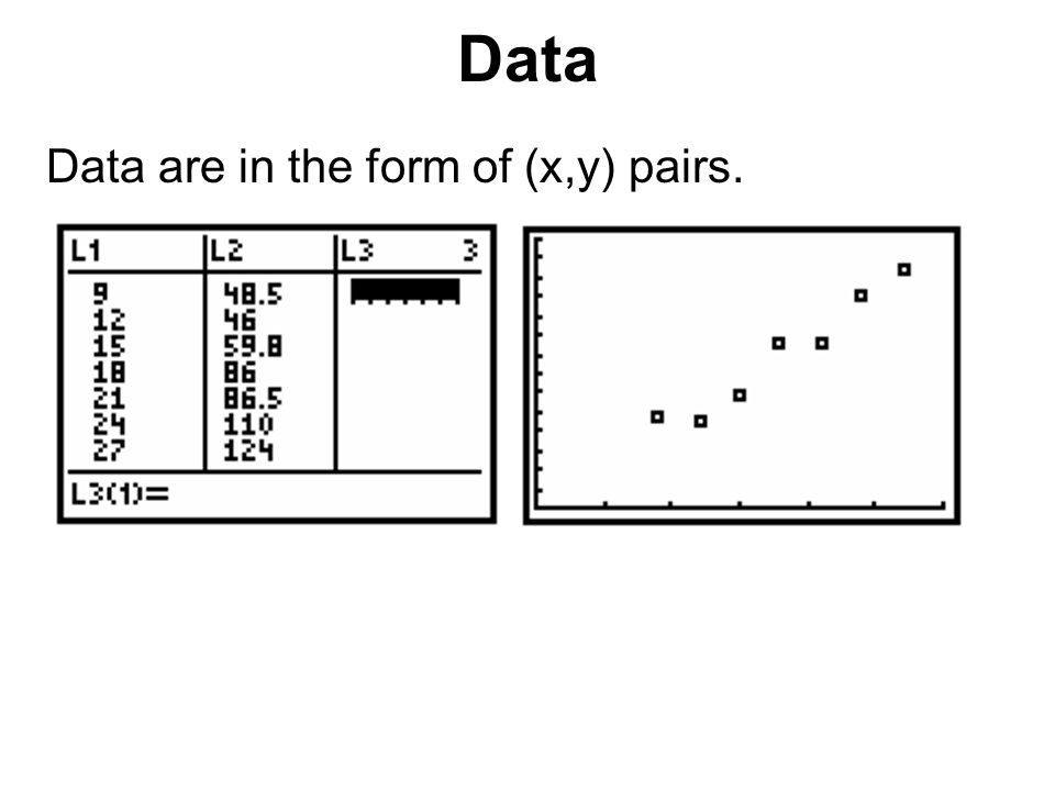 Data Data are in the form of (x,y) pairs.