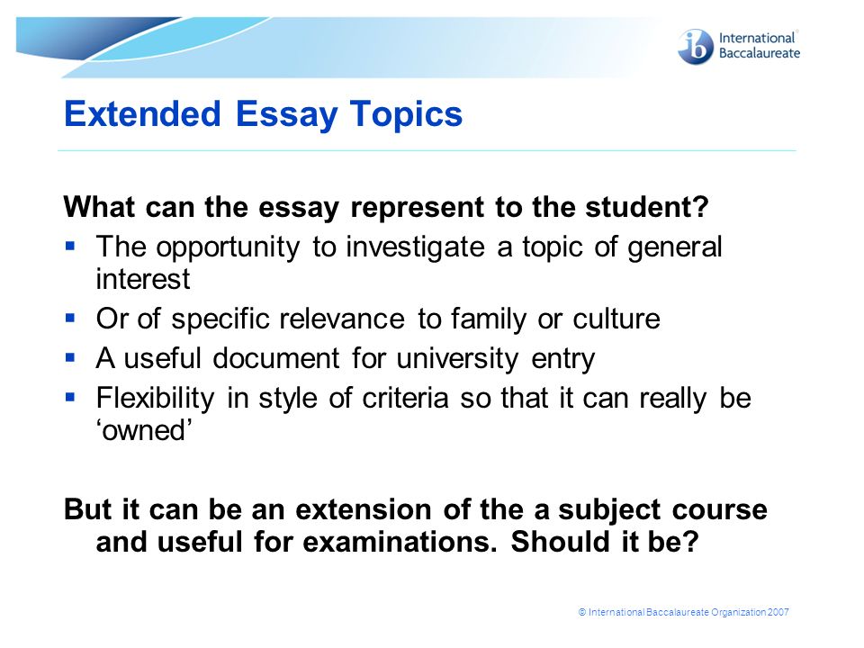 Extended Essay Format