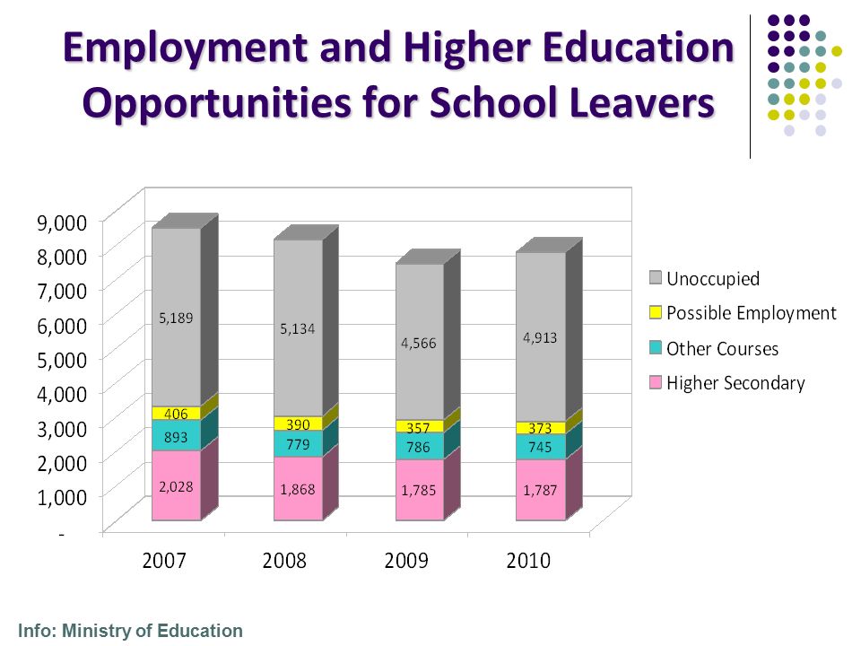 Employment and Higher Education Opportunities for School Leavers Info: Ministry of Education