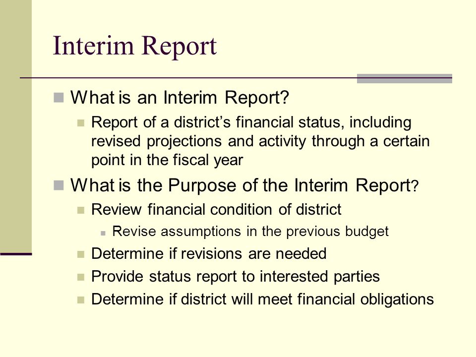 Interim Report What is an Interim Report.