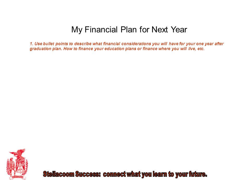 My Financial Plan for Next Year 1.