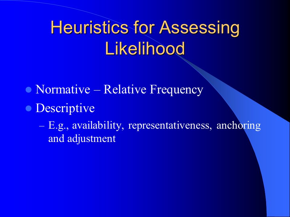 anchoring and adjustment essay Anchoring and adjustment 4 decision framing 5 prospect theory 2 representativeness heuristic used to judge membership in a. anchoring and adjustment essay Anchoring and adjustment 4 decision framing 5 prospect theory 2 representativeness heuristic used to judge membership in a.