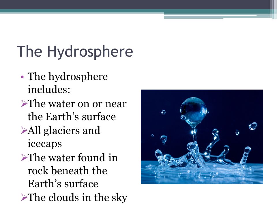 the hydrosphere Chapter 9: the hydrosphere – p 3 of 9 1) currently ocean water is slightly alkaline, with a ph of 81 2) 01 lower (more acidic) than in pre-industrial era. the hydrosphere Chapter 9: the hydrosphere – p 3 of 9 1) currently ocean water is slightly alkaline, with a ph of 81 2) 01 lower (more acidic) than in pre-industrial era.