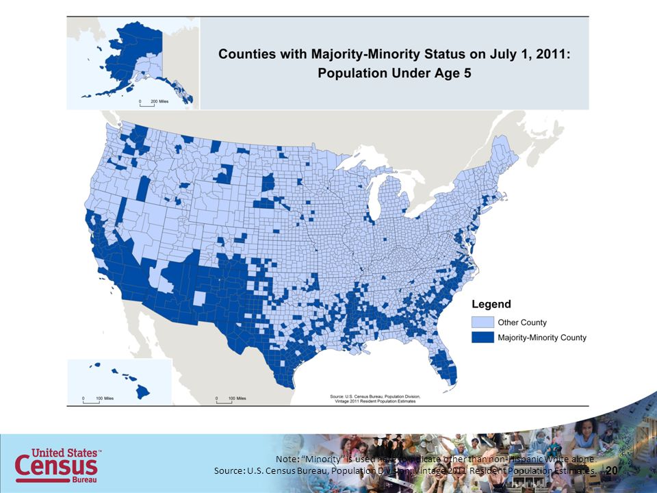 20 Note: Minority is used here to indicate other than non-Hispanic White alone.