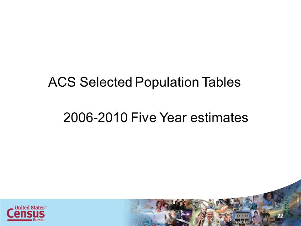 ACS Selected Population Tables Five Year estimates 22