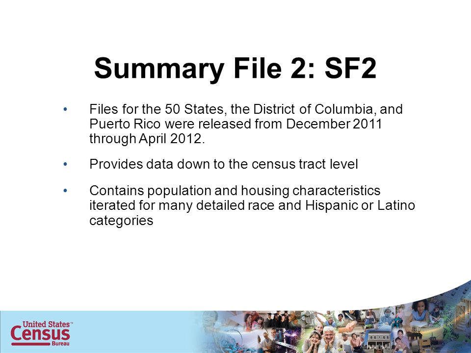 Files for the 50 States, the District of Columbia, and Puerto Rico were released from December 2011 through April 2012.