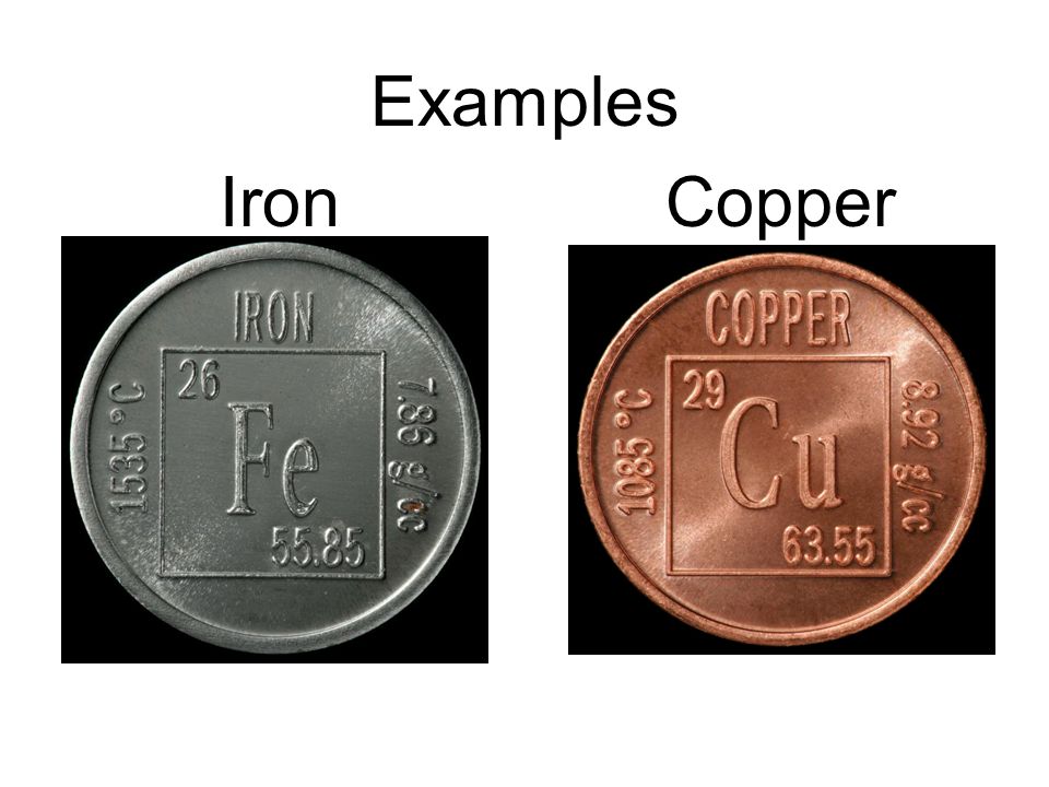Examples Iron Copper