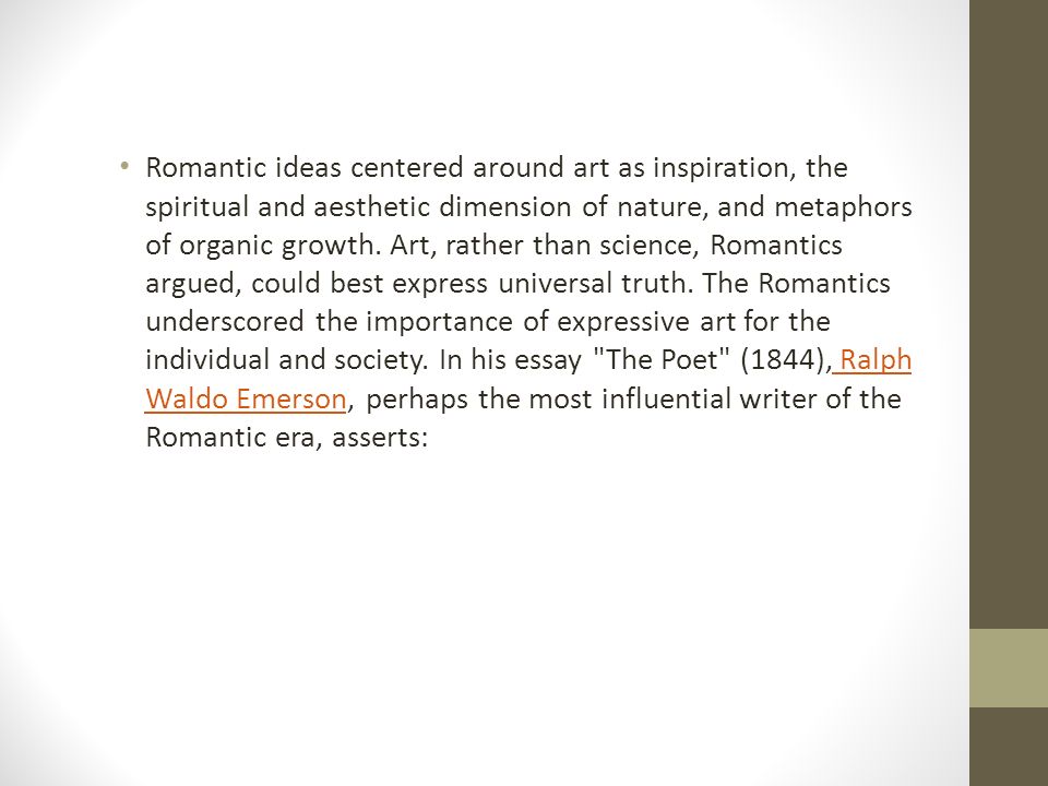 Romanticism today essay