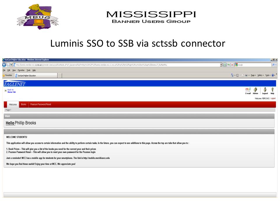 Luminis SSO to SSB via sctssb connector