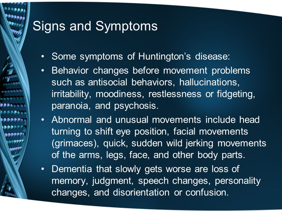 Huntingtons disease dementia