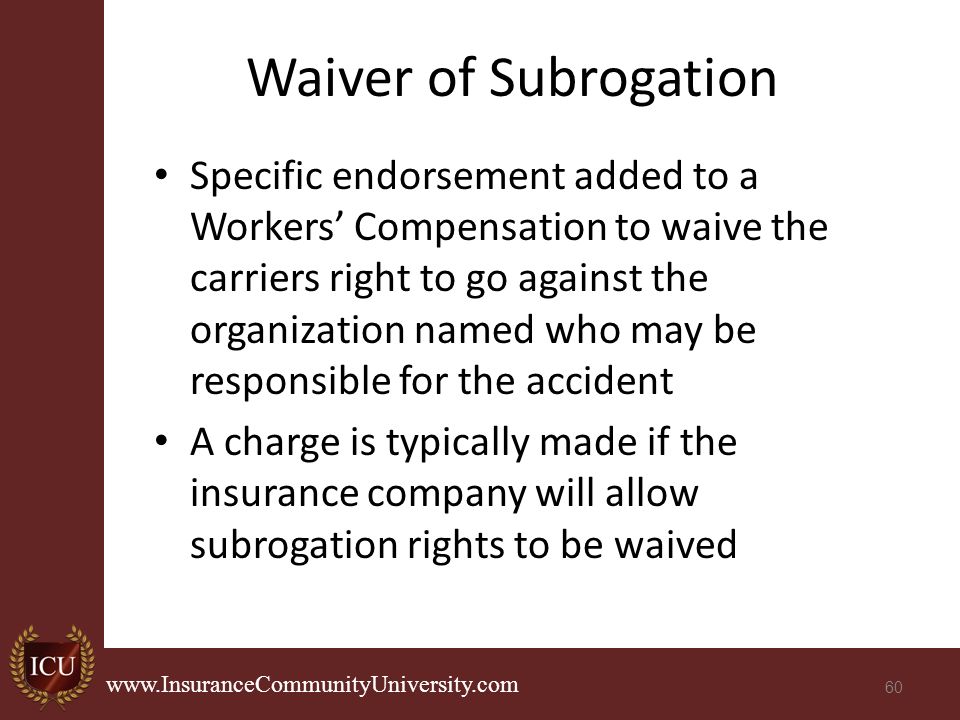 workers compensation basics ppt download workers compensation waiver of subrogation endorsement form