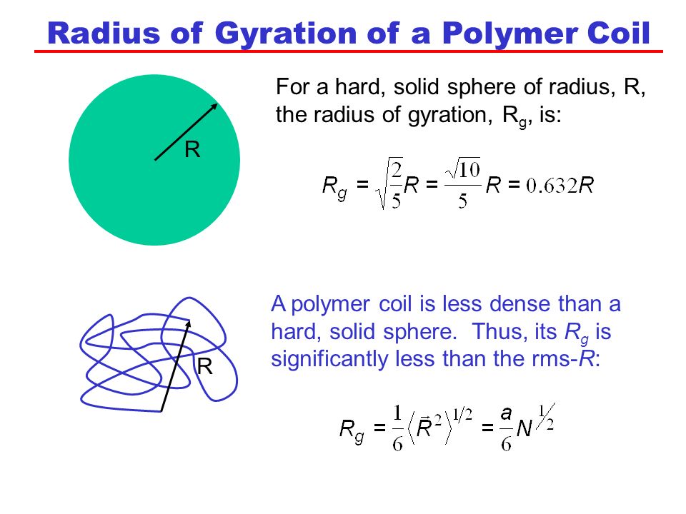Last Lecture The Root Mean Squared End To Distance 1 2 Of A 4 Radius Of Gyration