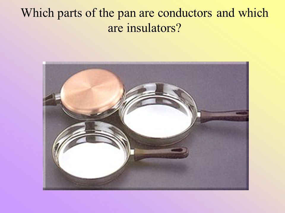 Which parts of the pan are conductors and which are insulators