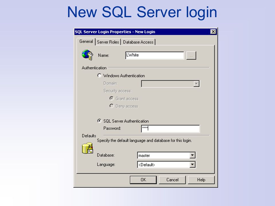 New SQL Server login