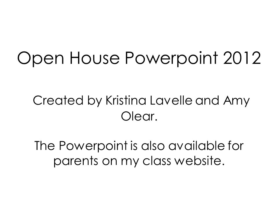 open house powerpoint presentation for parents