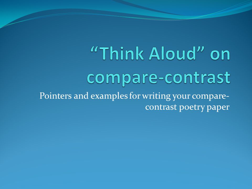 Ideas For Compare And Contrast Essay