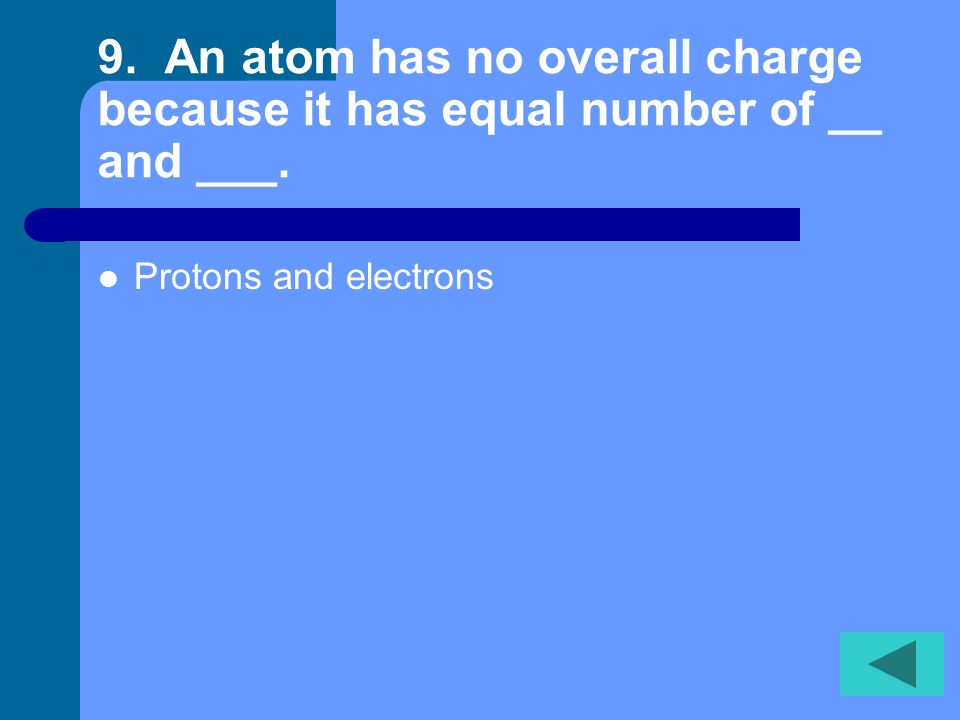 8.What is the mass number of an atom that has 4 protons, 4 electrons, and 3 neutrons. 7