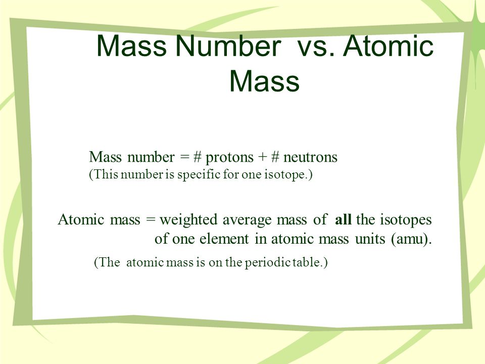 Mass Number vs.