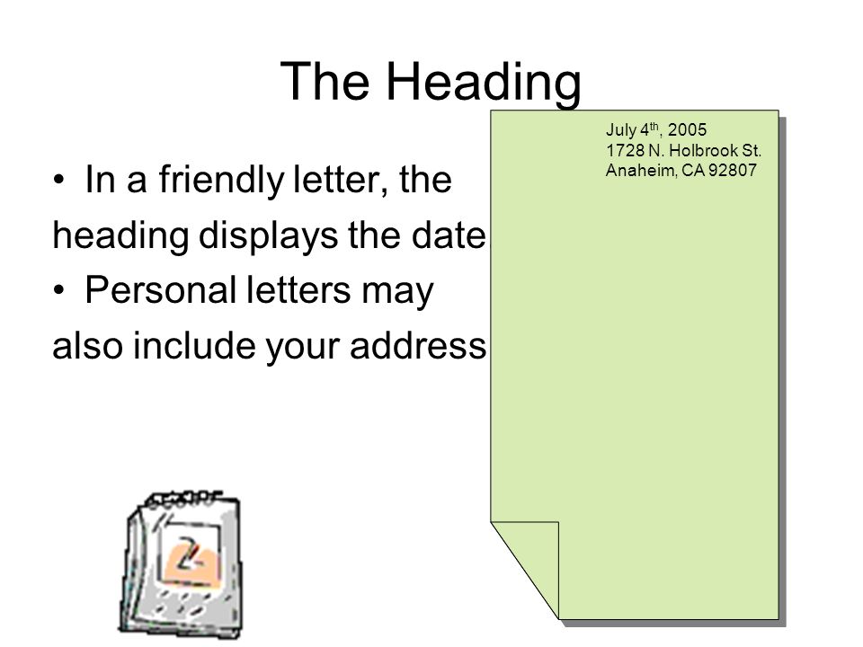 personal letter heading