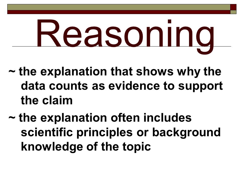 Evidence ~ scientific data that supports the claim ~data can be numbers (quantitative data) or observations using the five senses (qualitative data)