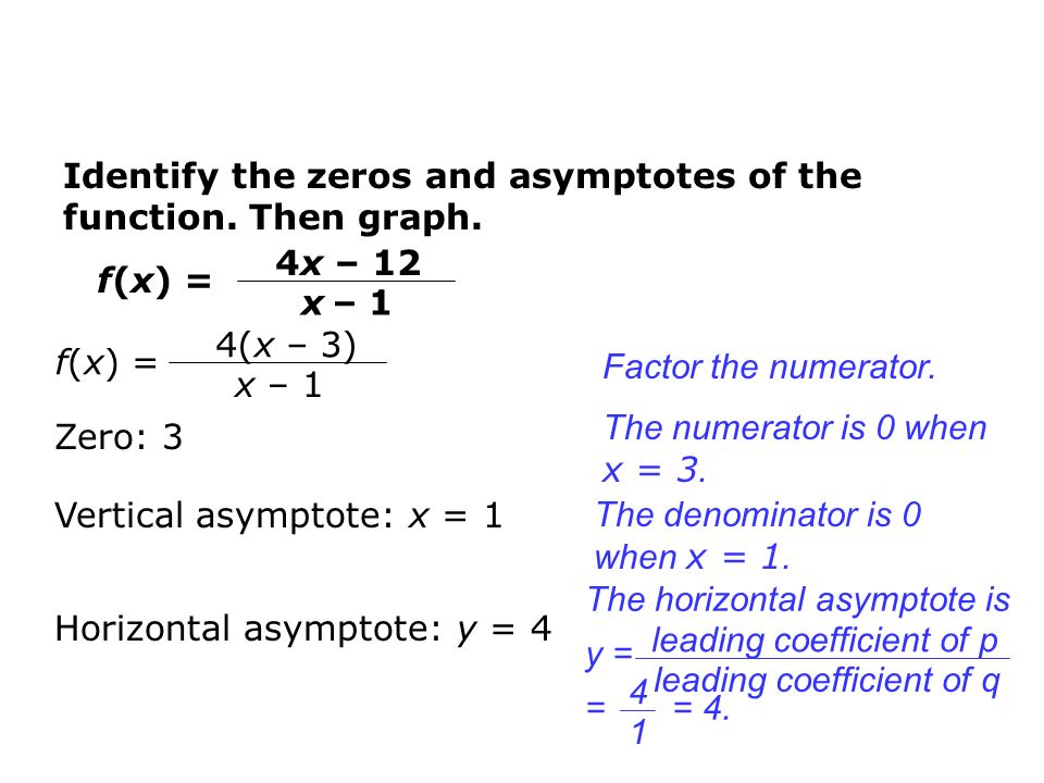 Rational Functions 4 2 A Function Is An Equation In The Identify The Zeros And Asymptotes Of Function