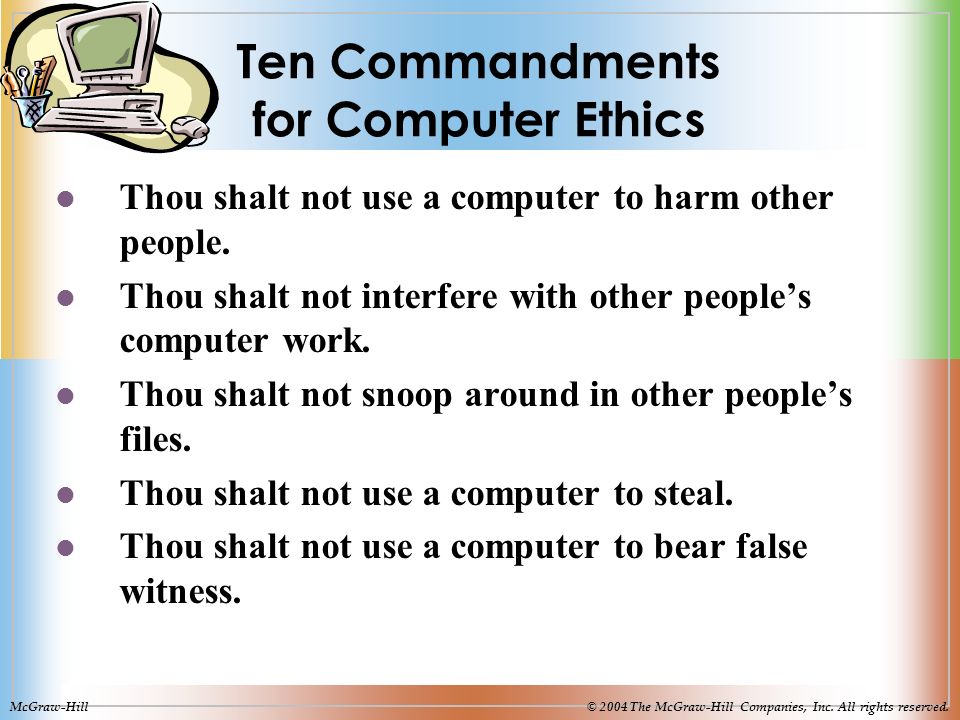 10 commandments in computer ethics Ten commandments of computer ethics computer ethics relates to theethical values that should guide the computer professionals intheir conduct. 10 commandments in computer ethics Ten commandments of computer ethics computer ethics relates to theethical values that should guide the computer professionals intheir conduct.