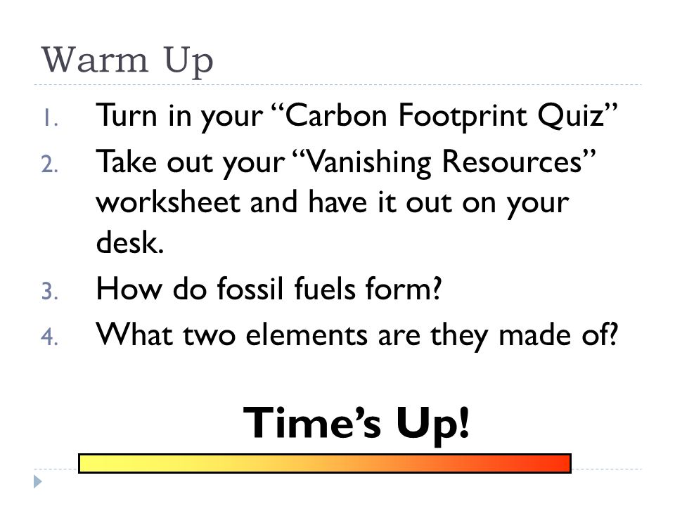 Worksheets Carbon Footprint Worksheet warm up 1 turn in your footprint 2 take out worksh