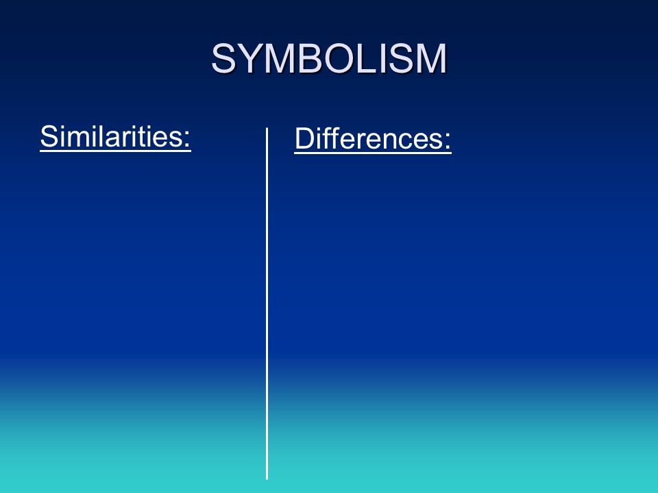 SYMBOLISM Similarities: Differences: