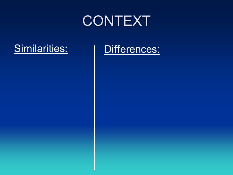CONTEXT Similarities: Differences: