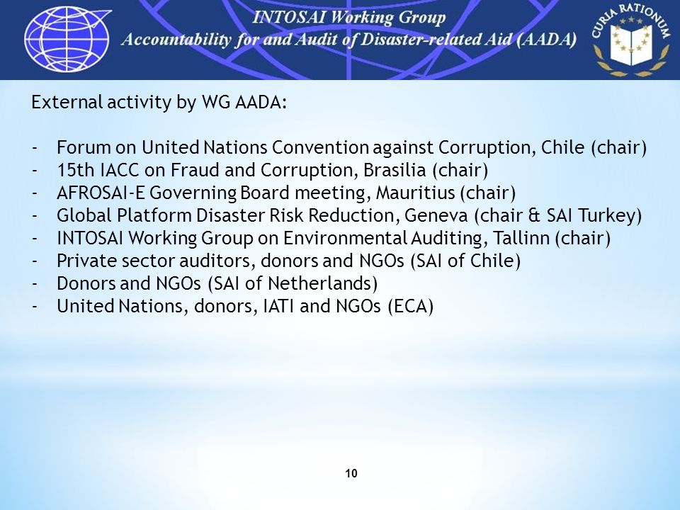 INTOSAI Working Group AADA – Why.