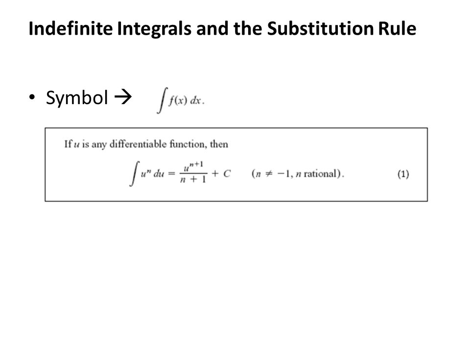 Indefinite Integrals and the Substitution Rule Symbol 