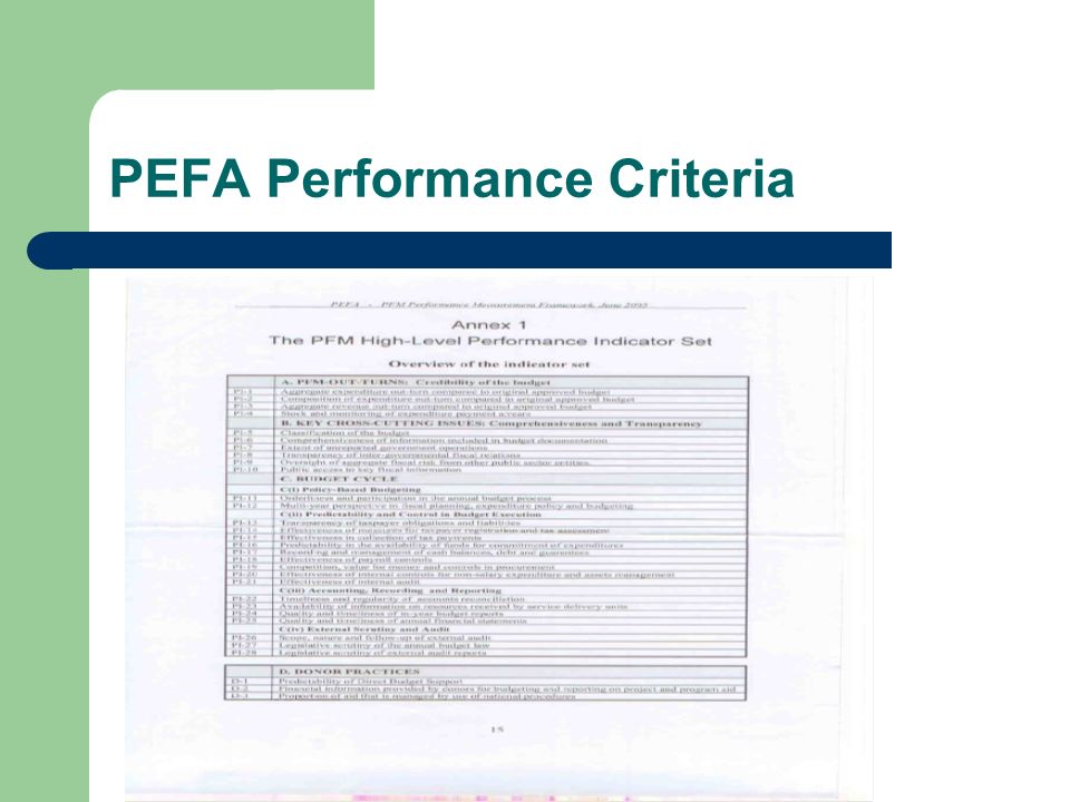 PEFA Performance Criteria