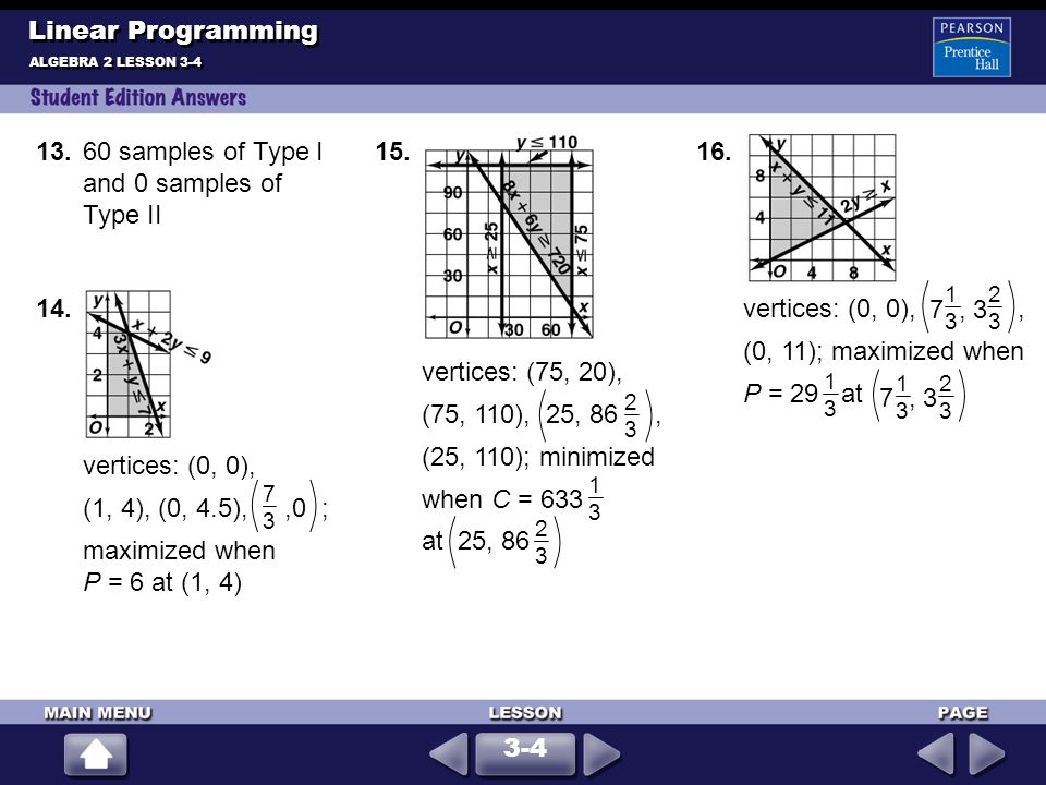 Algebra 2 Lesson 3 1 Graph Each Equation Y 3x 22 X3 Algebra 2 Lesson 3 4 Linear Programming 13 60 Samples Of Type I