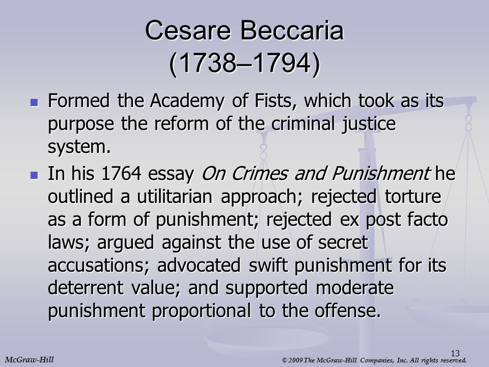 beccaria crime and punishment essay An essay on crimes and punishments cesare marchese of the crime of high treason oftitus oates and the more horrible as this punishment is usually attended. beccaria crime and punishment essay An essay on crimes and punishments cesare marchese of the crime of high treason oftitus oates and the more horrible as this punishment is usually attended.