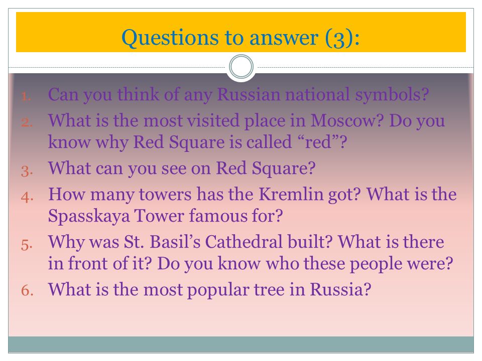 1. Can you think of any Russian national symbols.