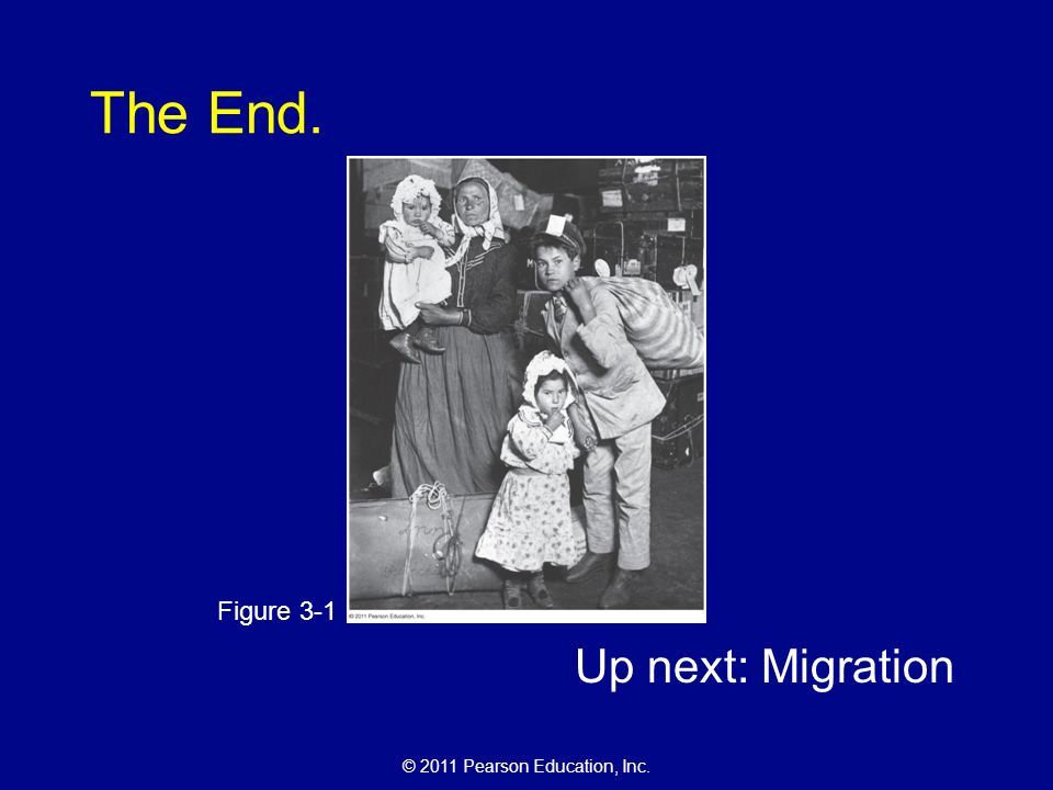 © 2011 Pearson Education, Inc. The End. Up next: Migration Figure 3-1