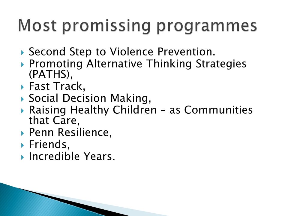  Second Step to Violence Prevention.
