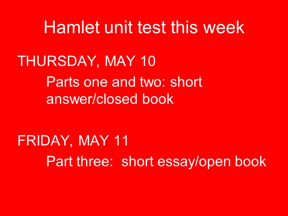 Hamlet essay test