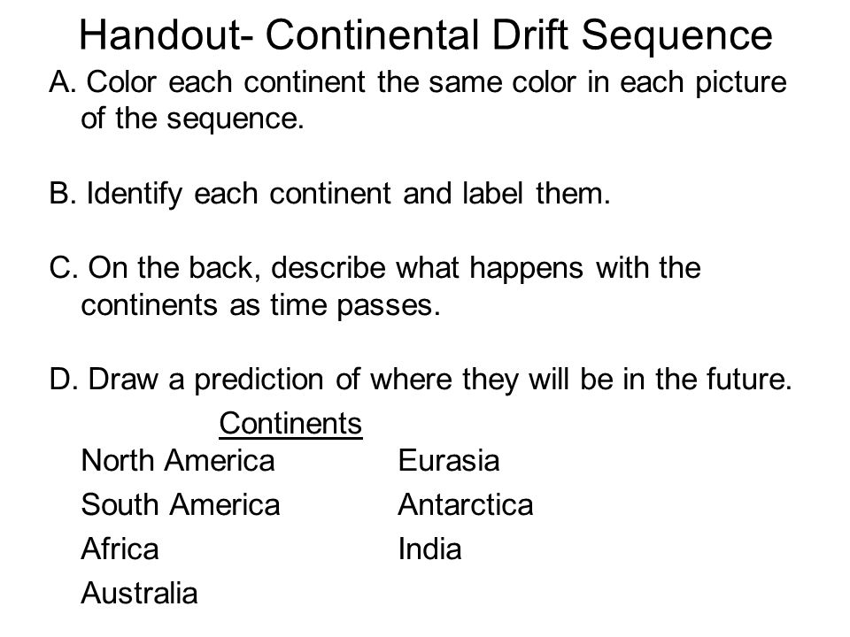 Handout- Continental Drift Sequence A.