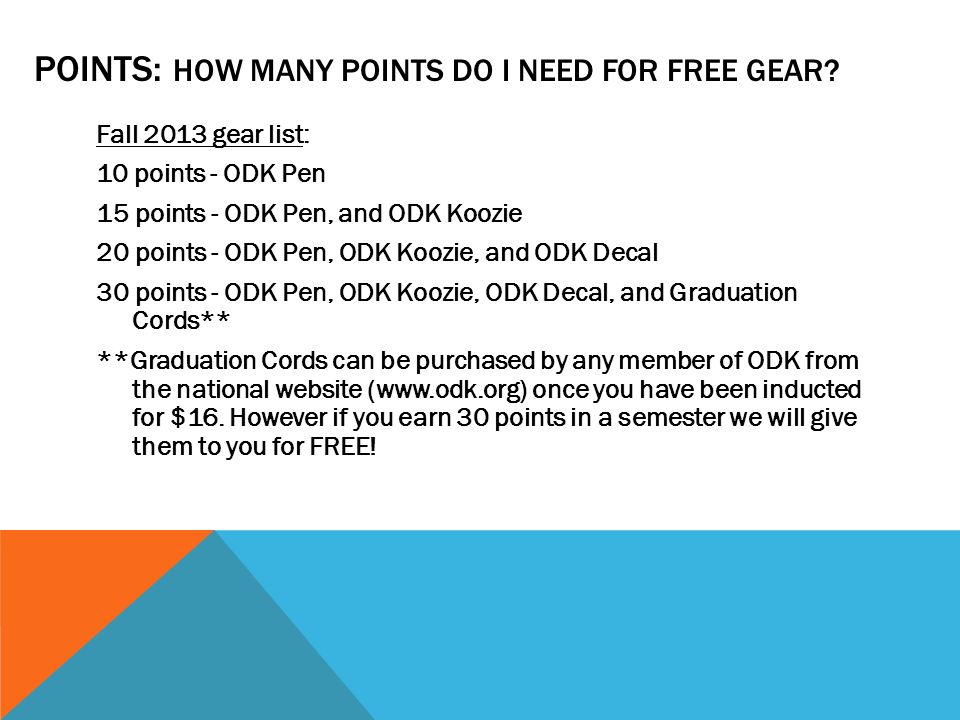 POINTS: HOW MANY POINTS DO I NEED FOR FREE GEAR.