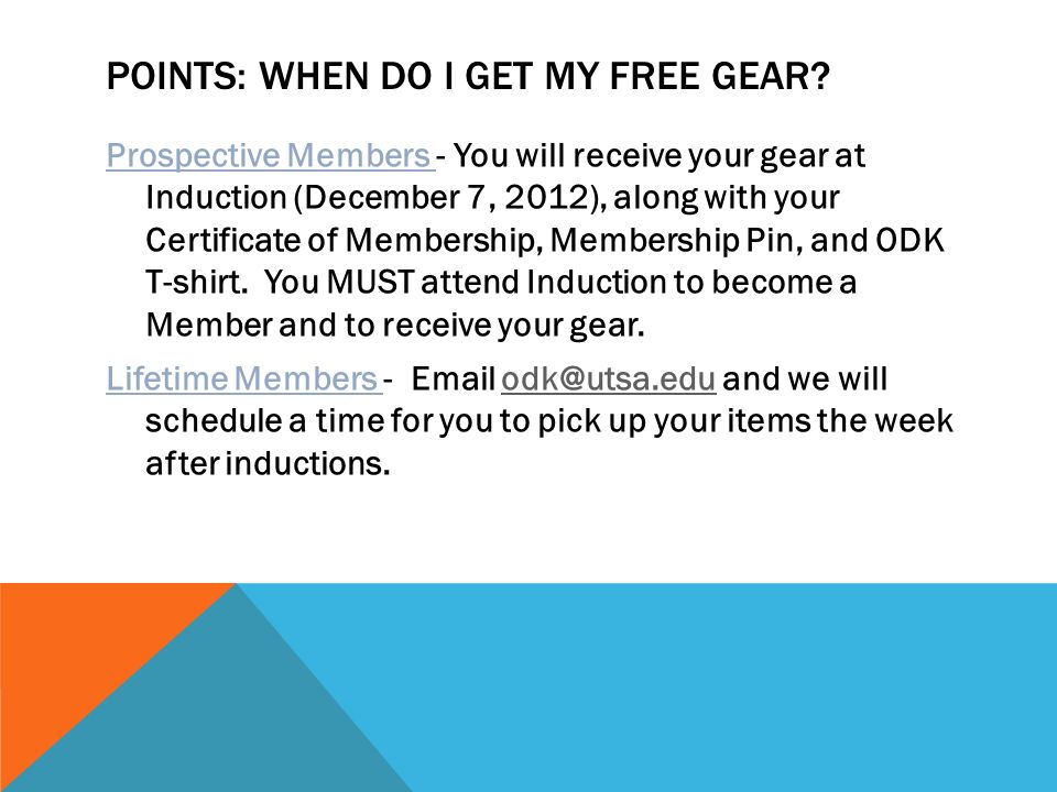 POINTS: WHEN DO I GET MY FREE GEAR.