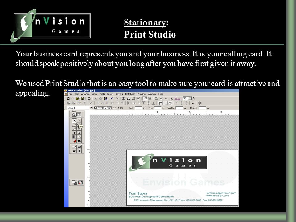 Stationary: Print Studio Your business card represents you and your business.