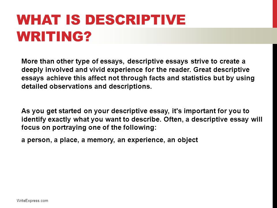descriptive writing essays
