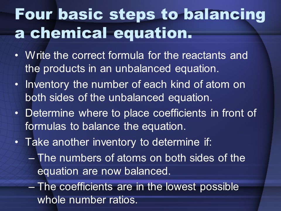 Four basic steps to balancing a chemical equation.