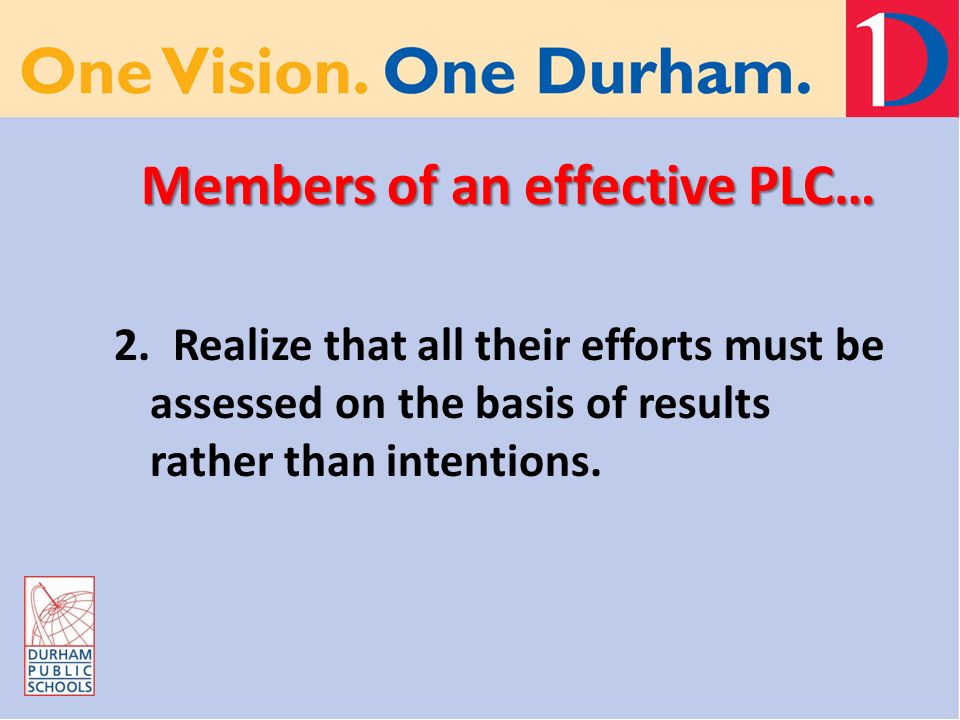 Members of an effective PLC… 2.
