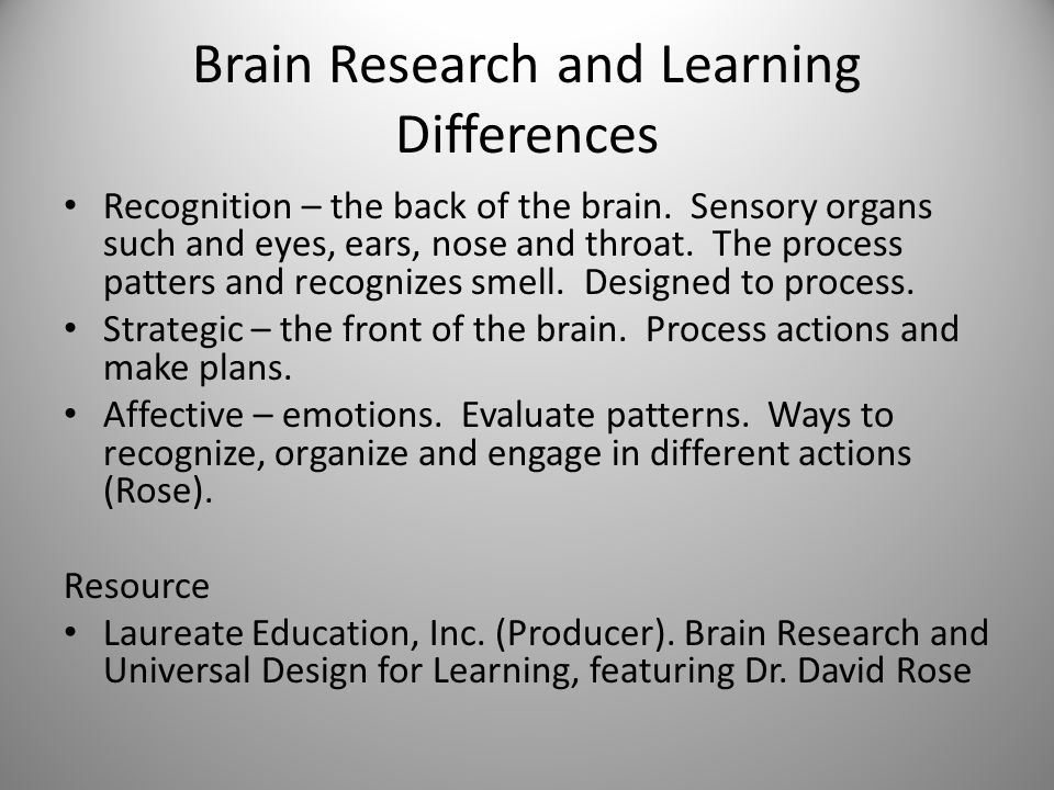 Brain Research and Learning Differences Recognition – the back of the brain.