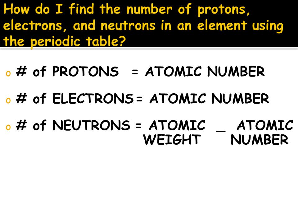 o The number of protons and neutrons in the nucleus of an atom.