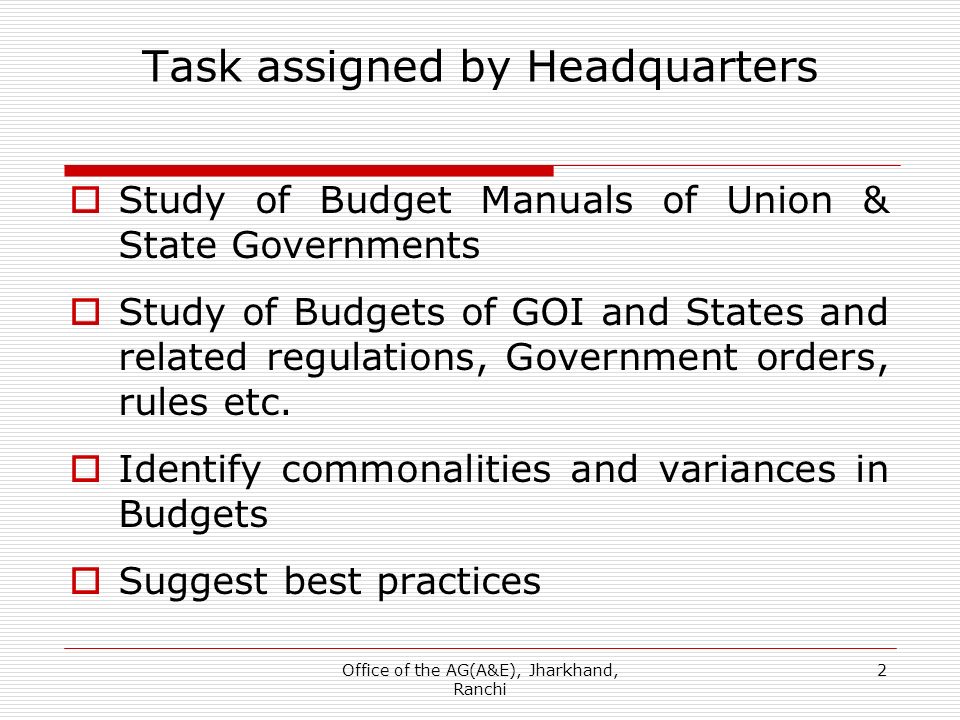 standardising of financial rules and budget formats across states budget formats