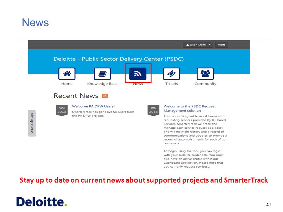 41 ITSS News Stay up to date on current news about supported projects and SmarterTrack